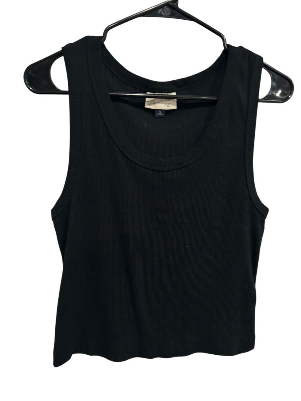 Universal Thread XL Black Ribbed Cropped Tank Top Cotton Blend Sporty Chic NWT